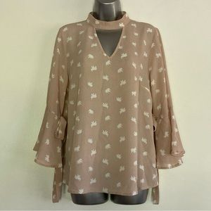 Blu Pepper Crepe Bell Sleeve Elephant Blouse